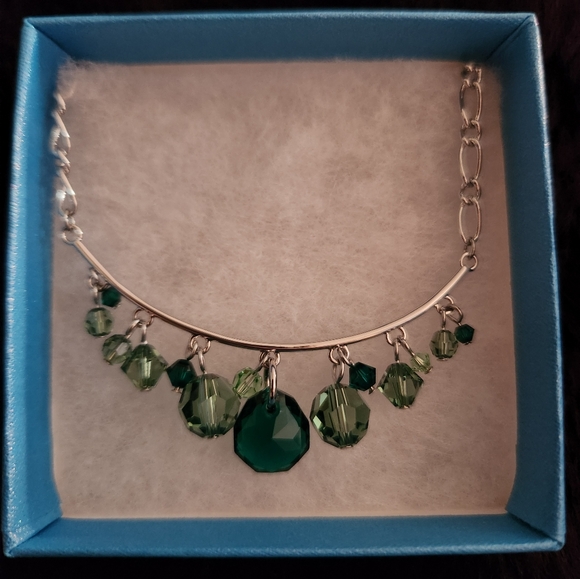 Touchstone Crystal Jewelry - BNIB Touchstone Crystal by Swarovski green fiesta necklace
